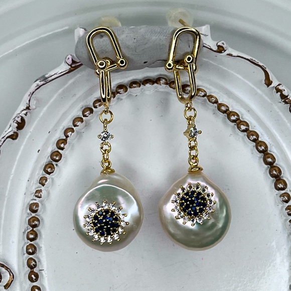 Jewelry - Handmade Freshwater Coin Pearl Good Plated Earrings S925 SS Posts
